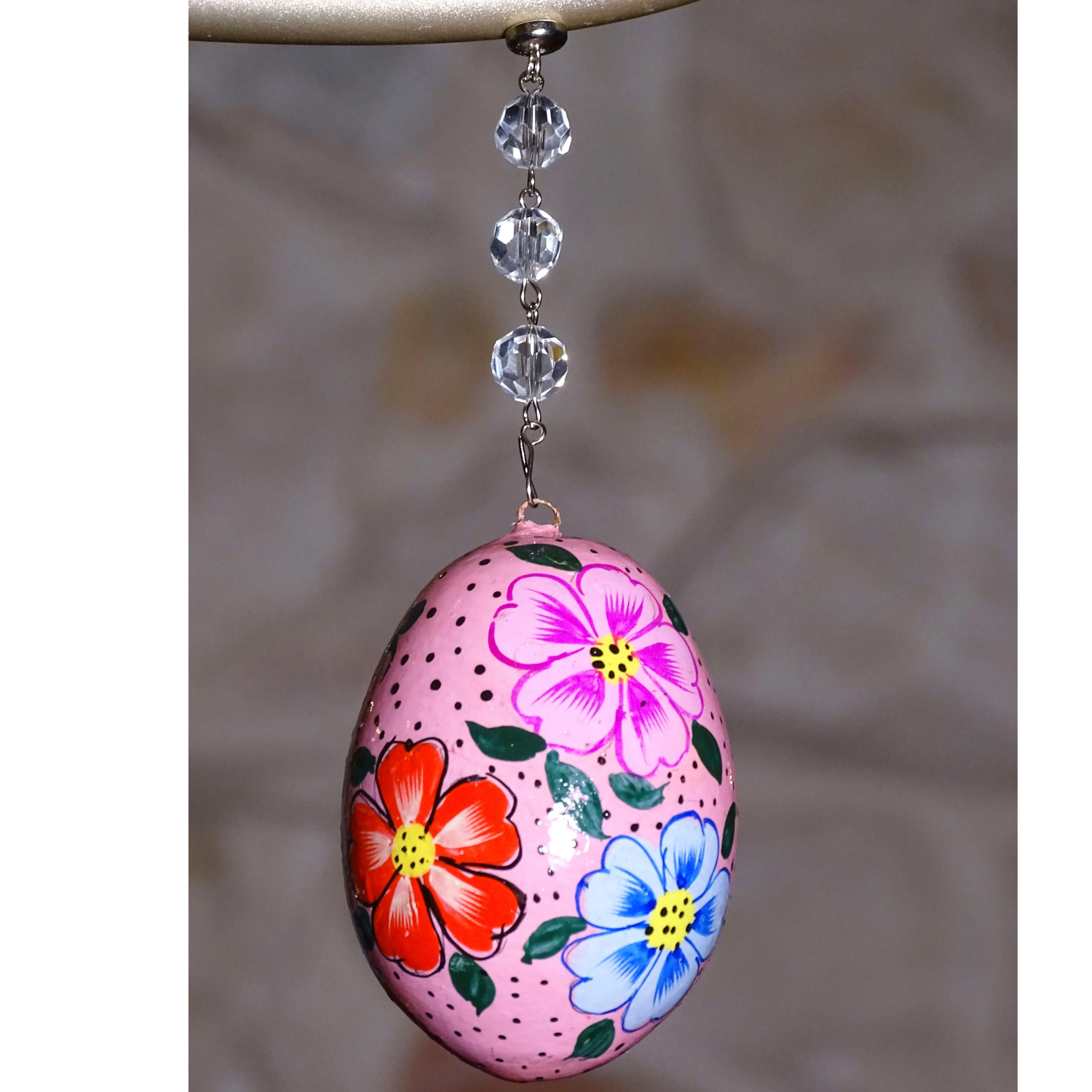 PINK FLORAL EGG MAGNETIC ORNAMENT (Box of 3) - Magnetic Chandelier Ornament