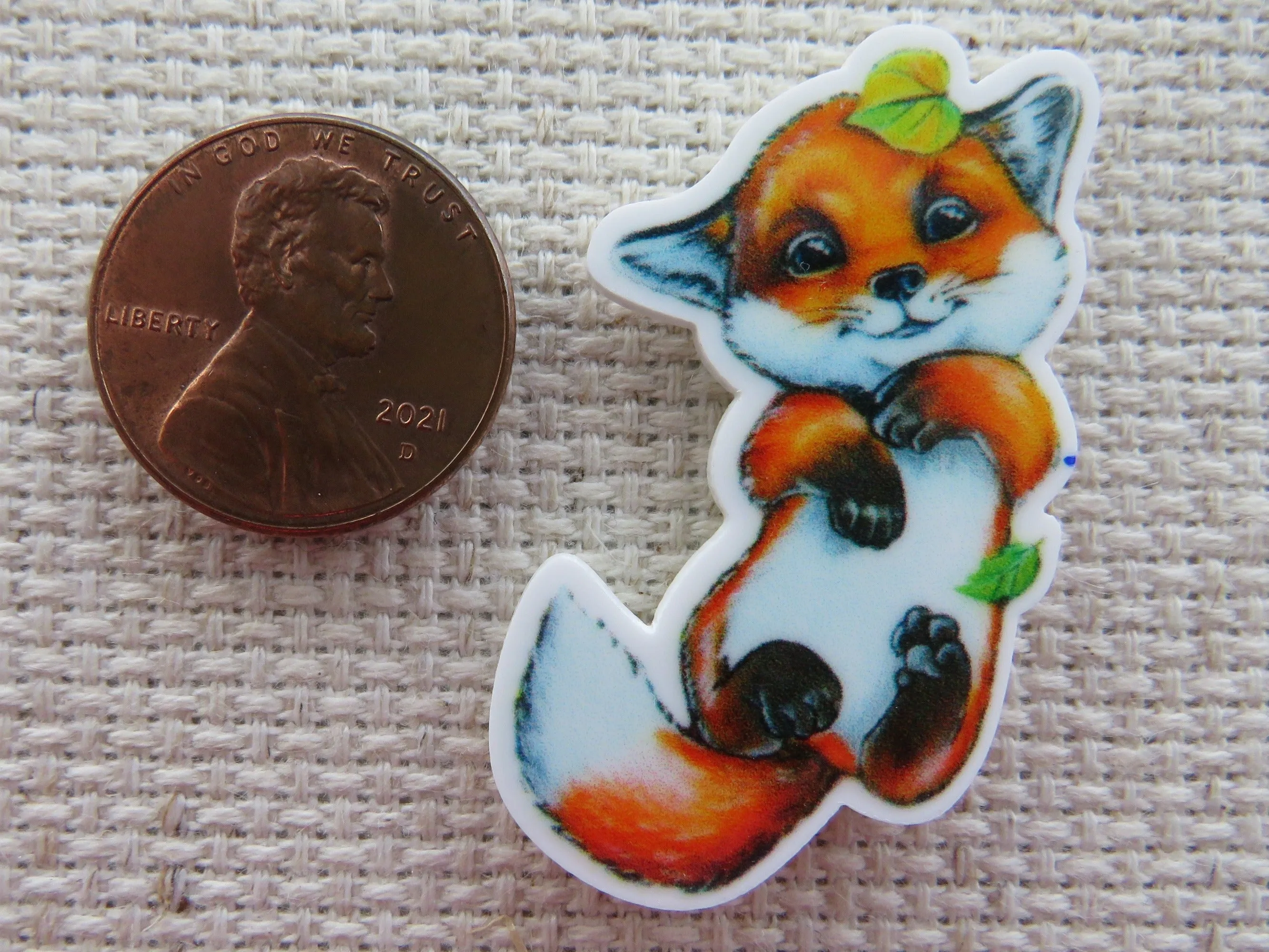 Playful Fox on her Back Needle Minder, Cover Minder, Magnet