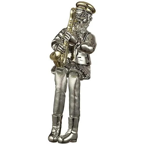 Polyresin Sitting Hassidic Figurine With Black Cloth Legs 26 Cm - Saxophone Player