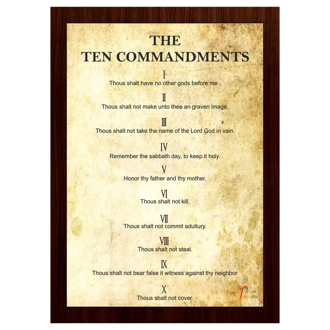 Printality Bible The ten commandments of god Verse Wall Photo Frames Photo Frame For Wall Christians Photo Frames Size Hanging Frame for Decoration Room, Bedroom, Hall, Living Room