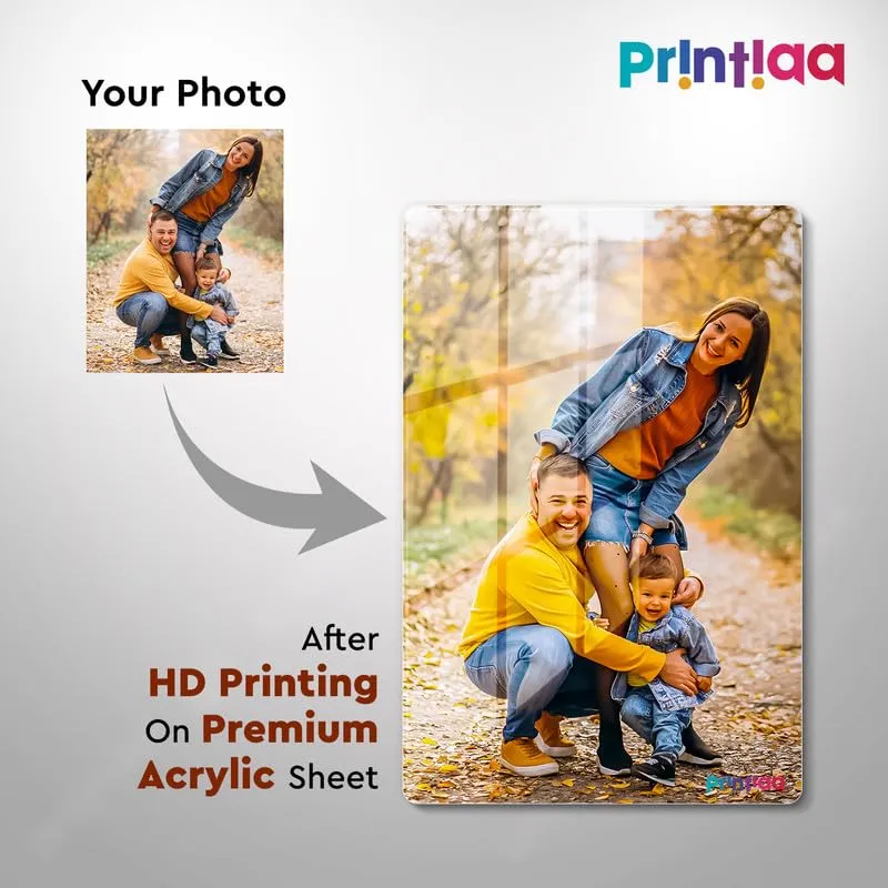 PRINTIAA Customised/Personalized Clear Acrylic Wall Mount Frameless Picture Photo Frame For Gifting on Birthday, Anniversary, Corporate and Special Moment, 12x18 Inch-B, 3mm Thick