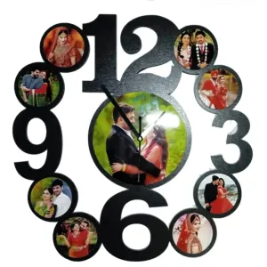 PRINTMANE Unique Wooden Personalized/Customized Wall Clock Photo Frames with Message (15.5 x 15.5) inch) for Couple,Birthday Gifts for Girlfriend, Wife, Boyfriend, Husband, Parents