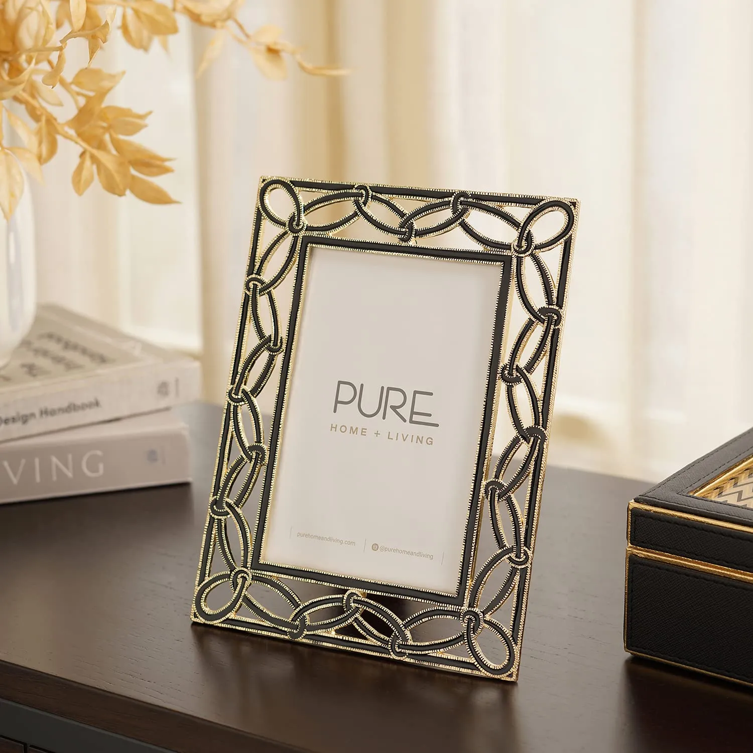 Pure Home and Living Black & Gold Entangled Metal Photo Frame 5 X 7 Inches