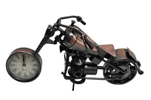 Qwick Click Metal Handmade Royal Look Showpiece Motor Bike with Clock | Decorative Vintage Harley Davidson Shape | (28 cm)