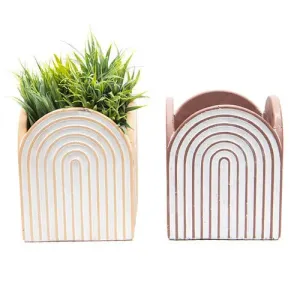 Set of 2 Cement Arch Planters