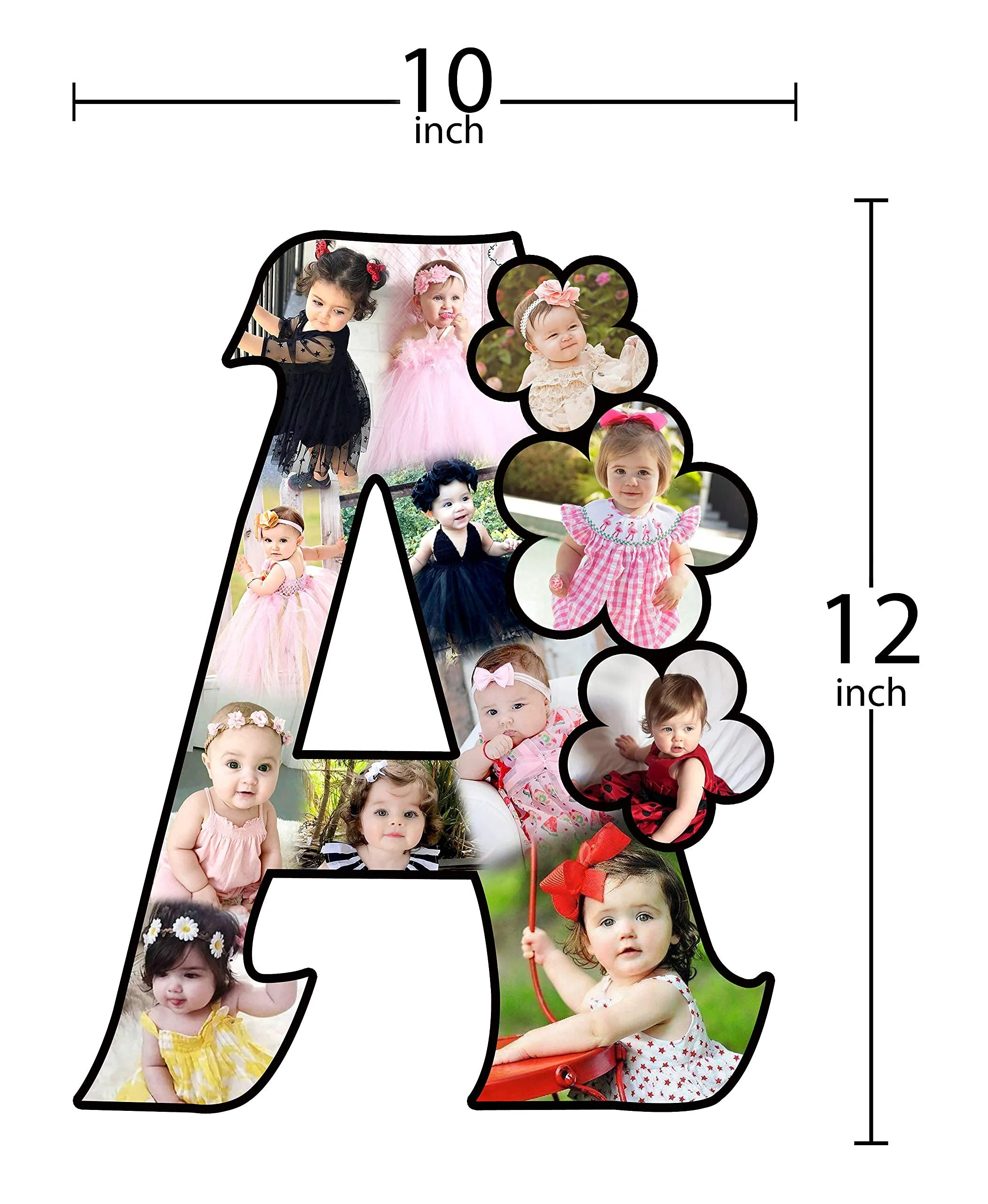 Shri Kanth Art® Customised Alphabet Photo Frame/Personalised Flower Design Photo Frame For Husband & Wife (Multi)