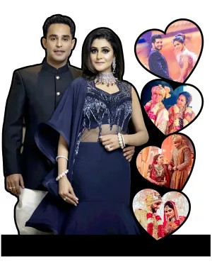 Shri Kanth Art® Customized Couple Photo Frame with Photo, Personalized Photo or Picture Frame - Wall Mounted Wooden - Mosaic/Collage Photo Frame - Photo Frame with Name (10" X 8")