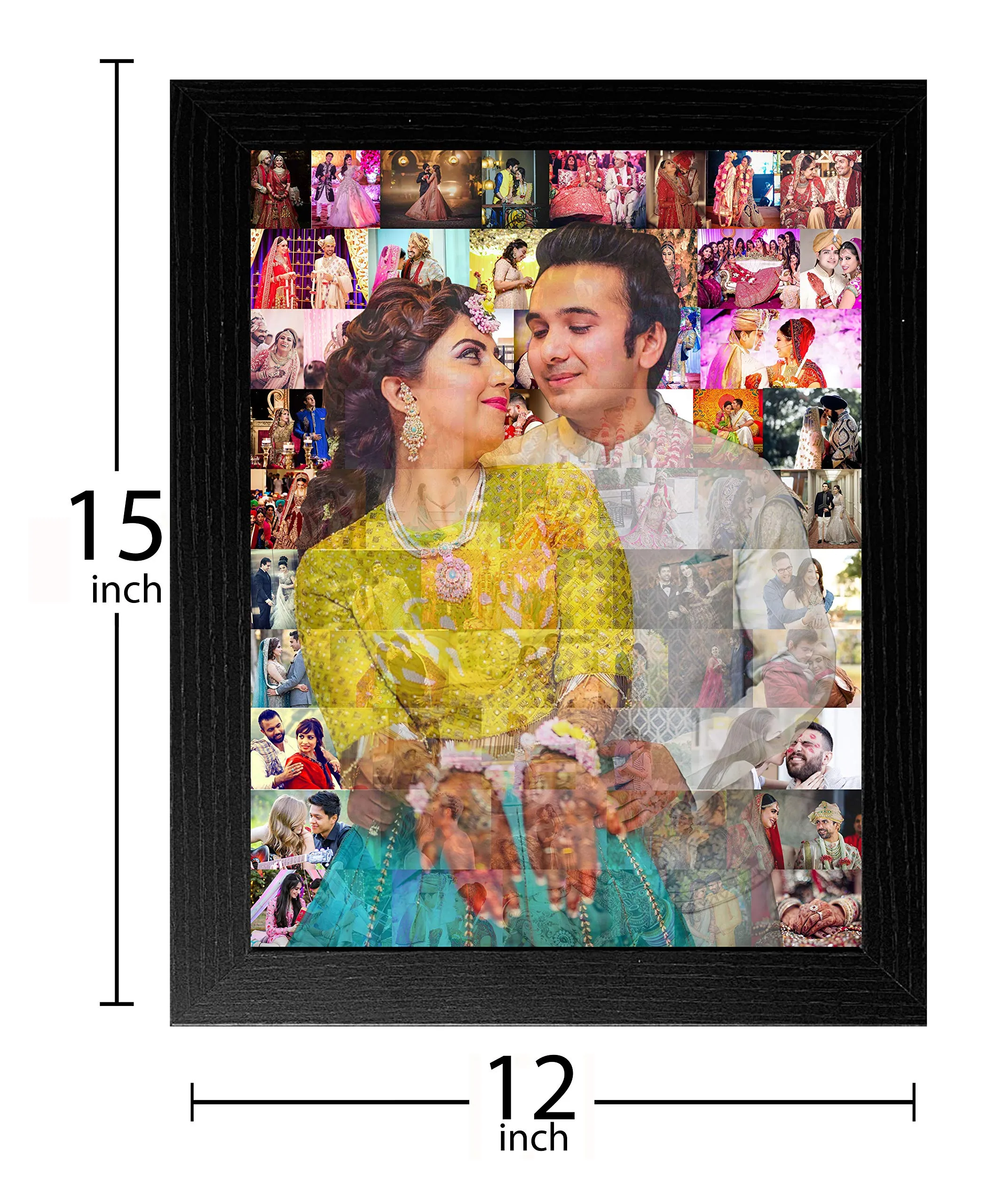 Shri Kanth Art® Personalized & Customize 50 photos Mosaic Wood Personalized, Customized Gift Best Friends Reel Photo Collage gift for Friends, BFF with Frame, Birthday Gift,Anniversary Gift Wall mosaic photo frame in 1 Main photo (15 x 12)