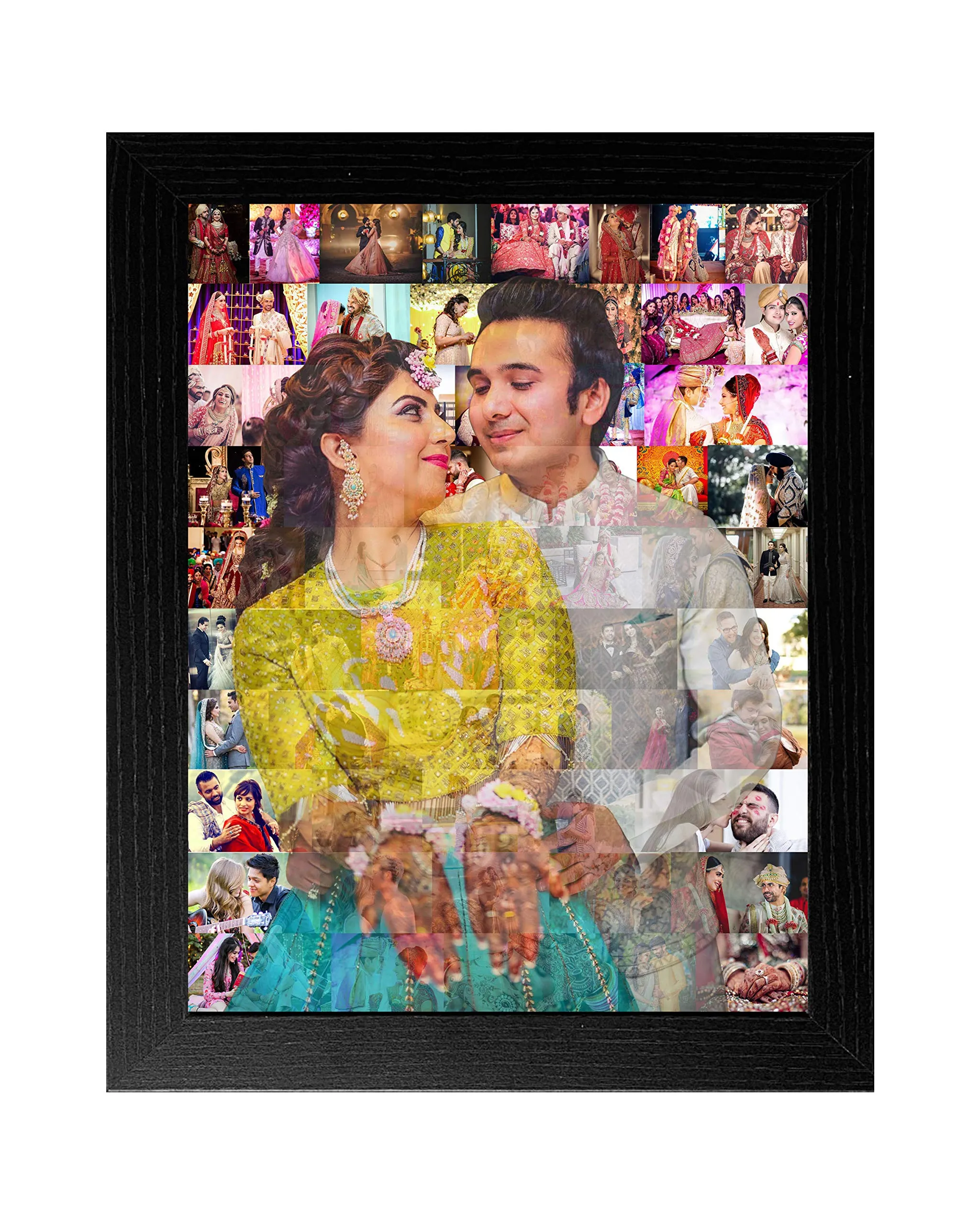 Shri Kanth Art® Personalized & Customize 50 photos Mosaic Wood Personalized, Customized Gift Best Friends Reel Photo Collage gift for Friends, BFF with Frame, Birthday Gift,Anniversary Gift Wall mosaic photo frame in 1 Main photo (15 x 12)