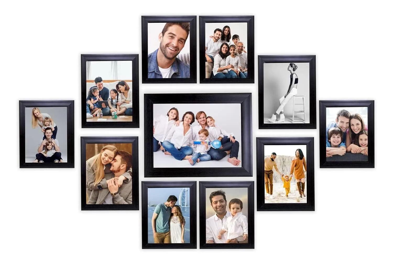 SJM Enterprises Collage Photo Frames, Set of 11, Wall Hanging (11Pcs Set) Size-8x10, 5X7 4x6