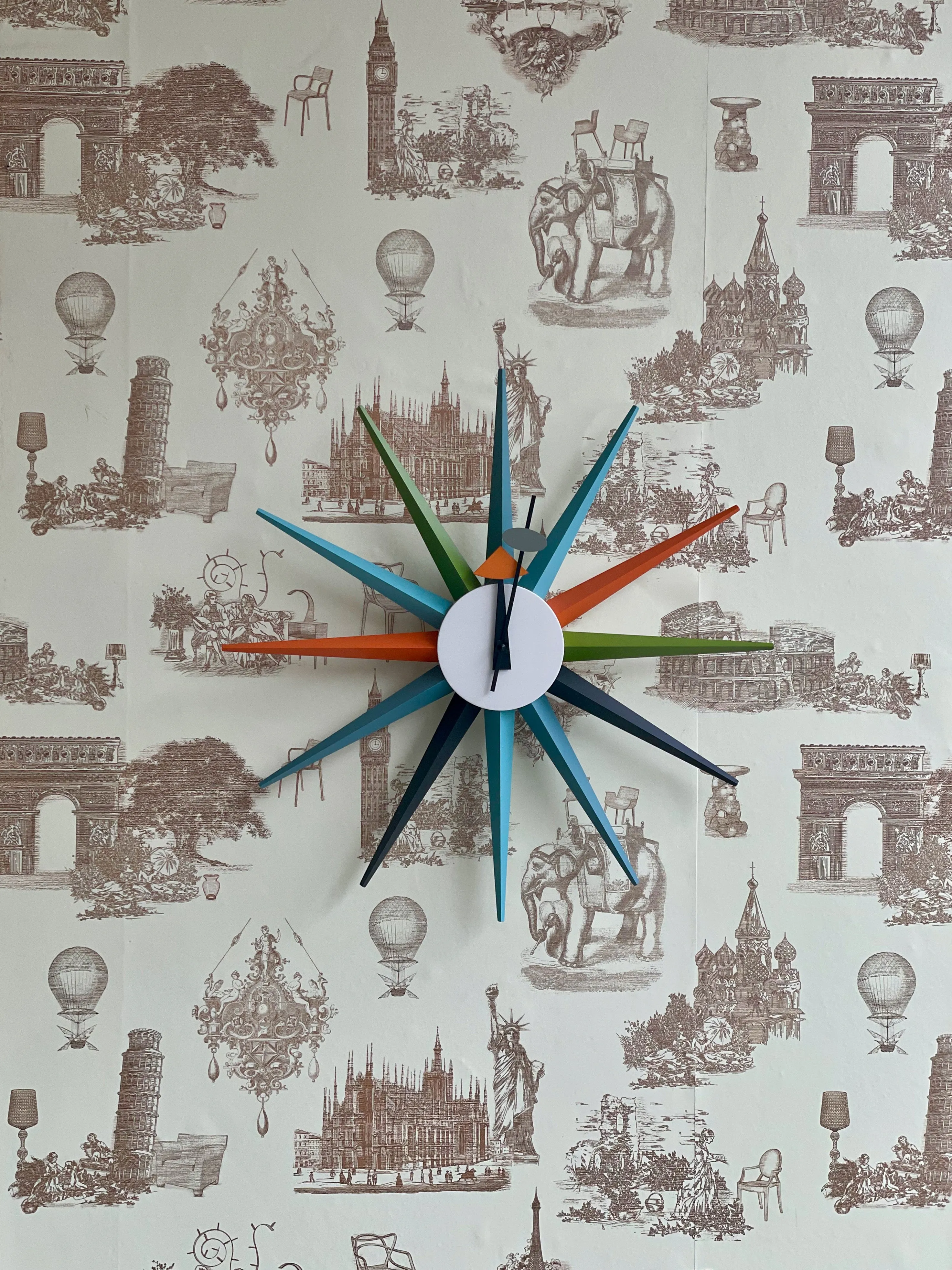 Sunburst Clock Multicolor