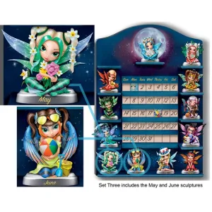 The Bradford Exchange A Year Of Enchantment Perpetual Calendar Collection MAY & JUNE Fairy Sculpture Set of 2 by Jasmine Becket-Griffith 3.5-Inches Issue #3