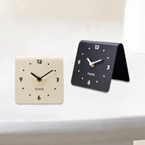 THE STYLE SUTRA® Table Clock Figurine Arabic Numbers Simple Desk Clock for Bedroom Shelf Shop Black