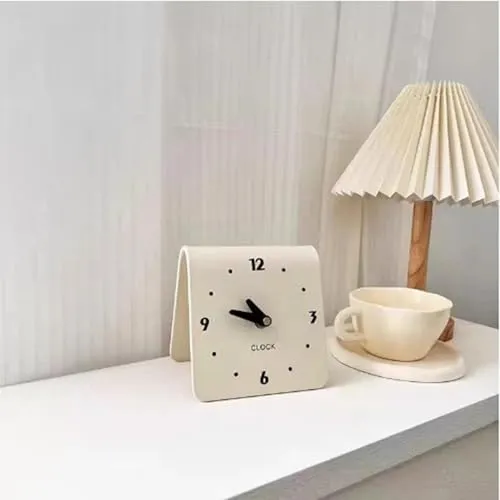 THE STYLE SUTRA® Table Clock Figurine Arabic Numbers Simple Desk Clock for Bedroom Shelf Shop White