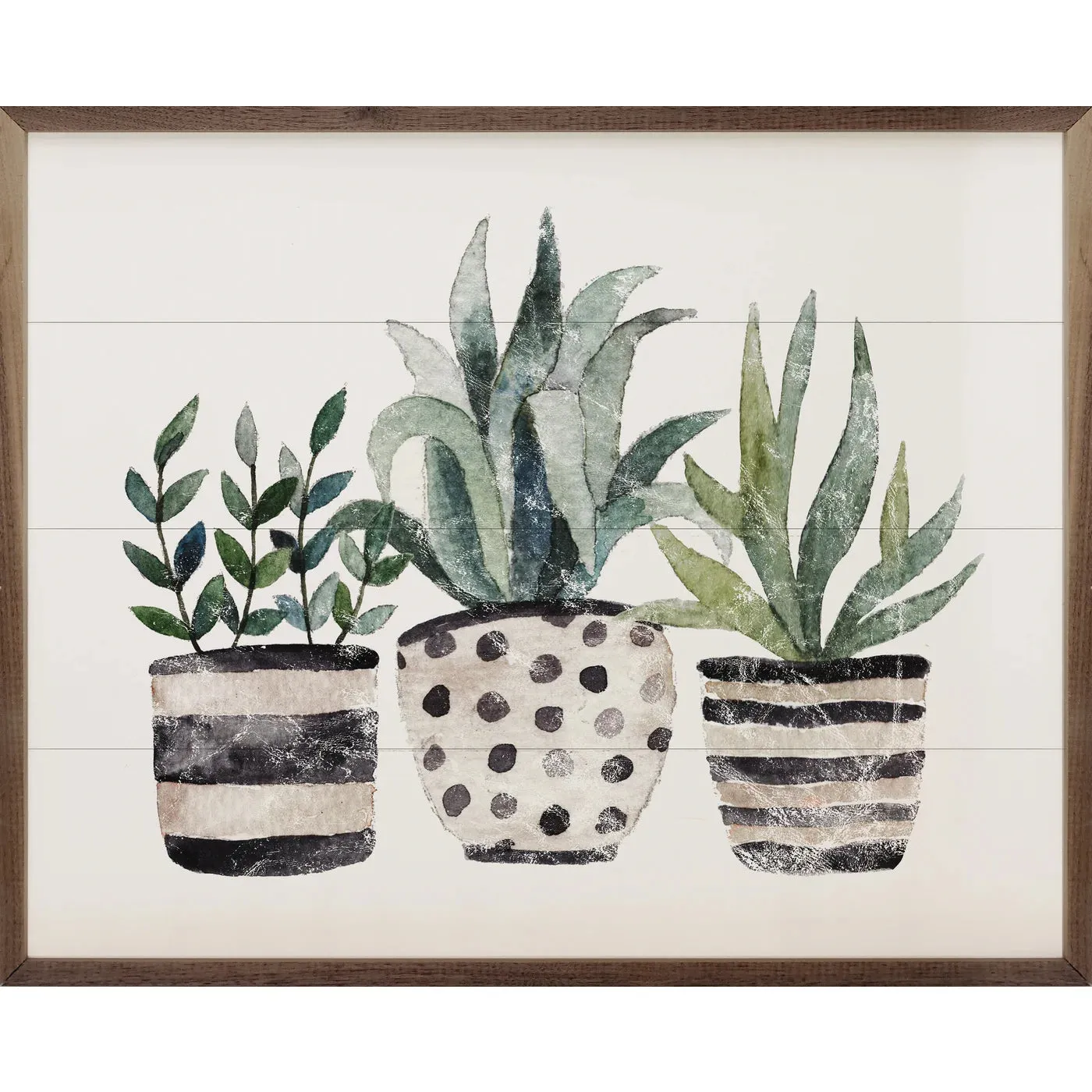 Three Flower Pots Wood Framed Print