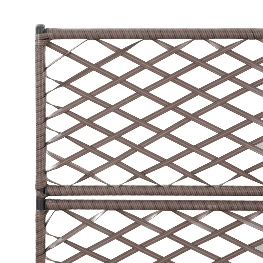 Trellis Raised Bed with 3 Pots 83x30x130 cm Poly Rattan Brown