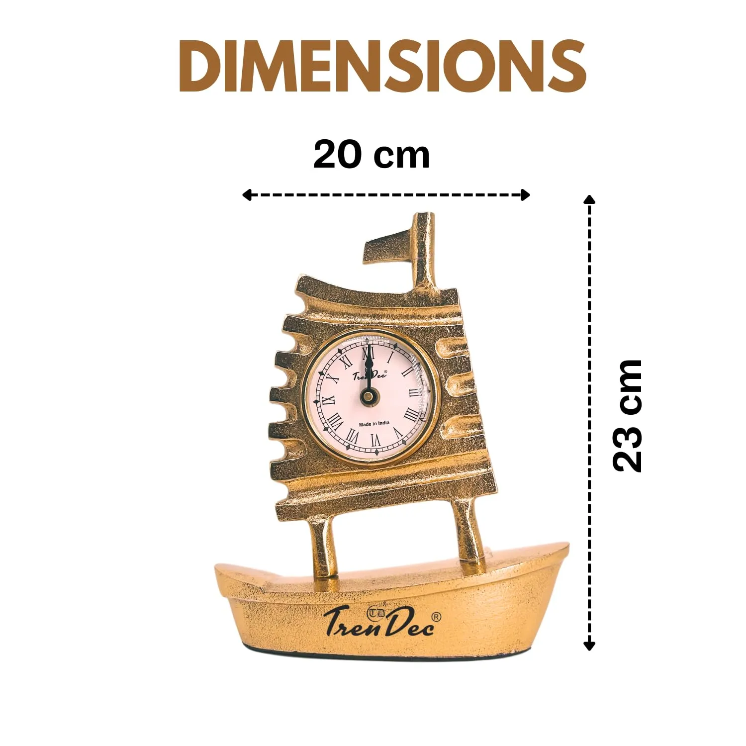 TrenDec Boat Desk Clock with Alumminum Base | Adornment for Birthday New Year | DIY Assembly, Multi-Room Decorative Table Clock | Antique Desk Clocks for Office Table Clock