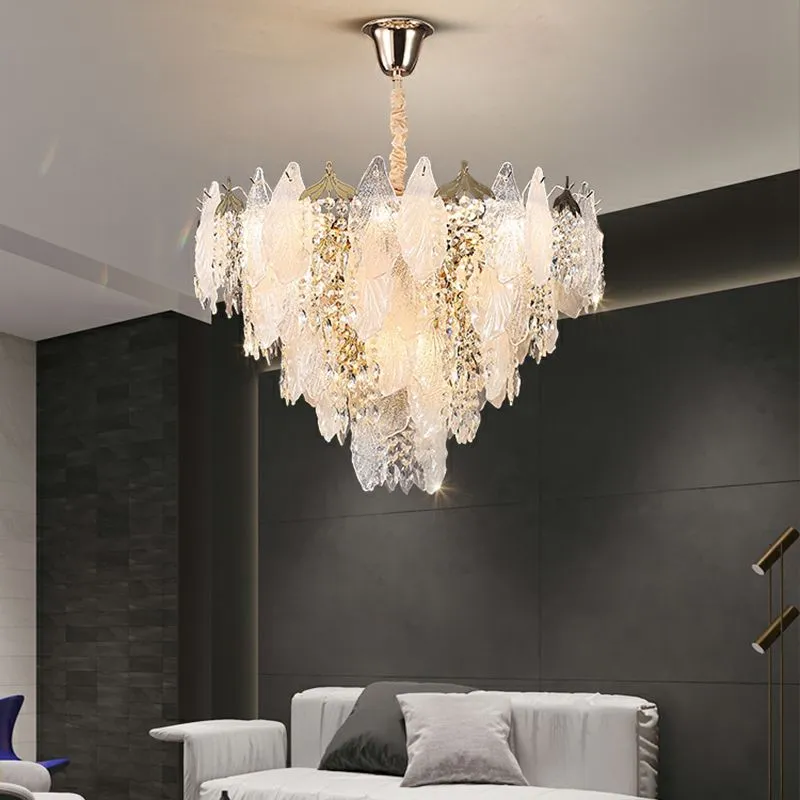 VALERIA Clear Crystal Leaf Chandelier