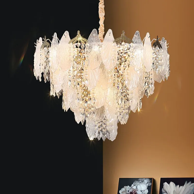 VALERIA Clear Crystal Leaf Chandelier