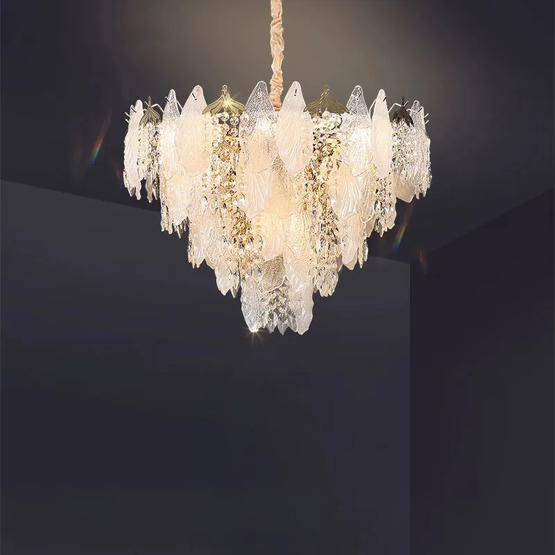 VALERIA Clear Crystal Leaf Chandelier