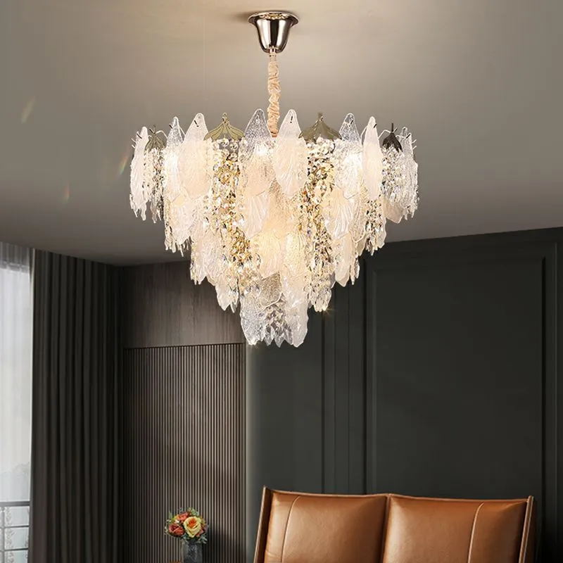 VALERIA Clear Crystal Leaf Chandelier