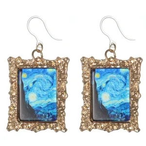 Van Gogh Framed Art Dangles Hypoallergenic Earrings for Sensitive Ears Made with Plastic Posts