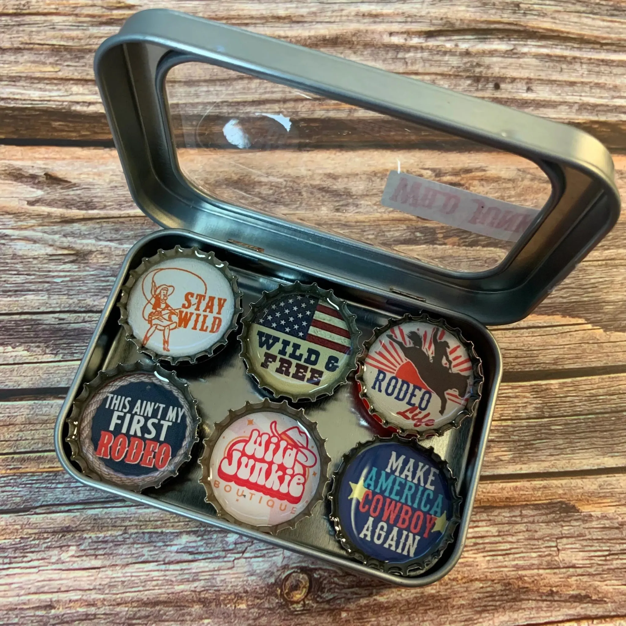 Western Bottle Cap Magnet Set