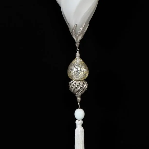 White Murano Glass Fortuny Style Wall Light