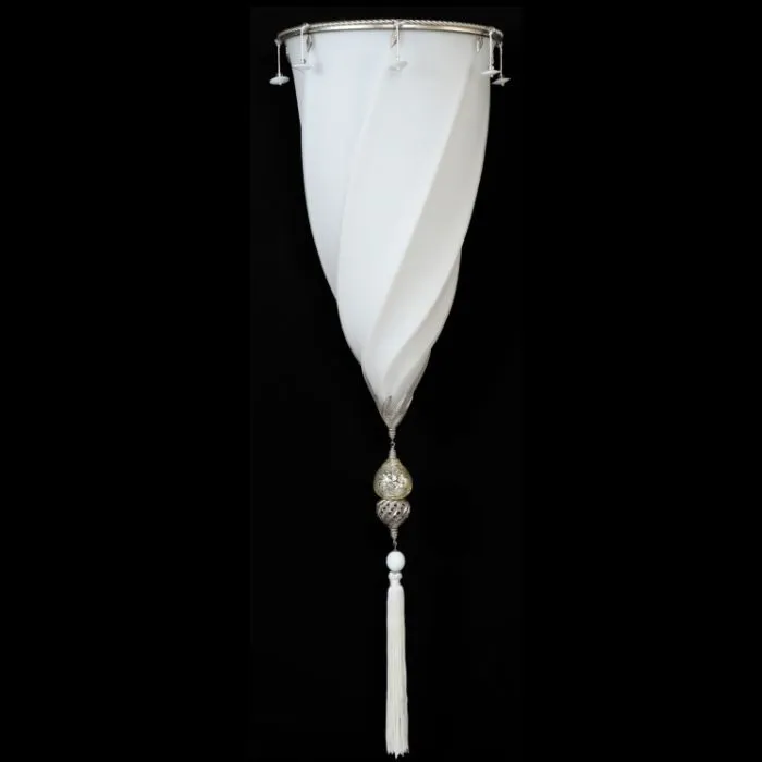 White Murano Glass Fortuny Style Wall Light