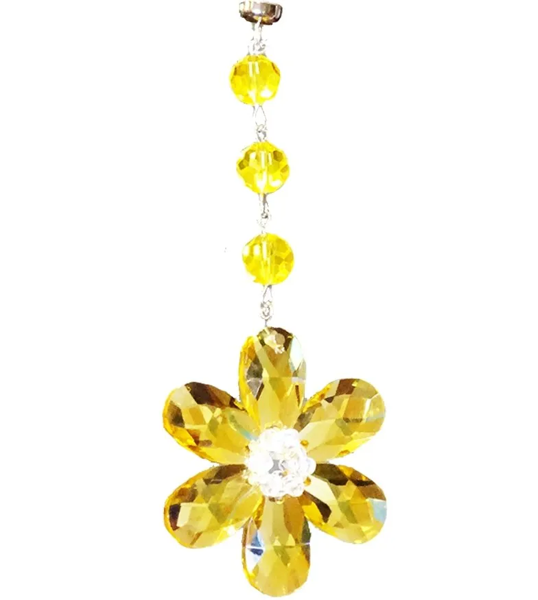 YELLOW CRYSTAL DAISY MAGNETIC ORNAMENT (Box of 3) - Magnetic Chandelier Accessory TrimKit®