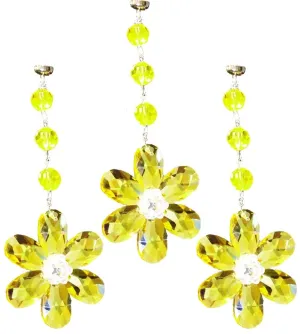 YELLOW CRYSTAL DAISY MAGNETIC ORNAMENT (Box of 3) - Magnetic Chandelier Accessory TrimKit®