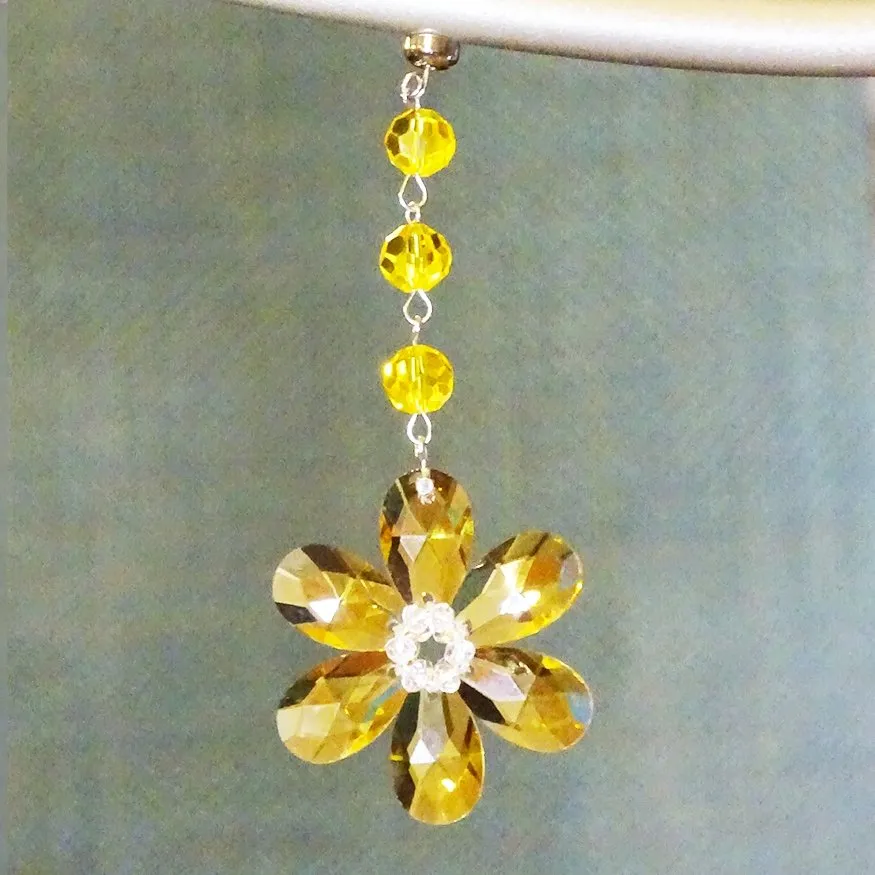 YELLOW CRYSTAL DAISY MAGNETIC ORNAMENT (Box of 3) - Magnetic Chandelier Accessory TrimKit®