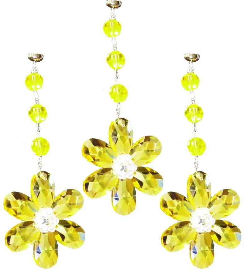 YELLOW CRYSTAL DAISY MAGNETIC ORNAMENT (Box of 3) - Magnetic Chandelier Accessory TrimKit®