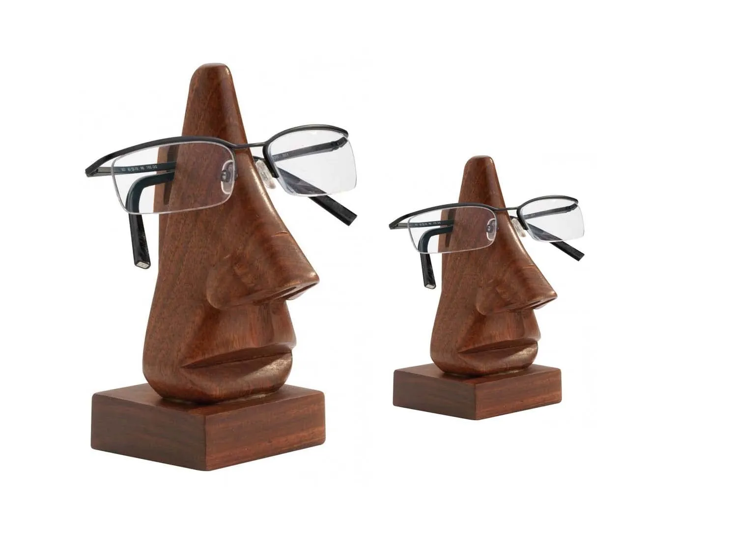 Zyntix Nose Shaped Set of 2 Small & Big Spectacle Holder for Office Desk Spectacle Holder for Home Showpiece Wooden Unique Gifts for Men Wooden Googles Holder Decoration Stand